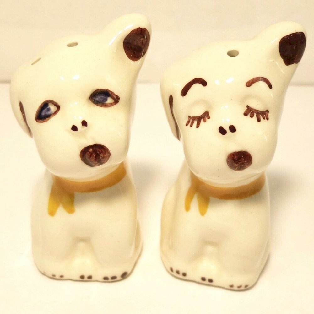 Vintage White Porcelain Salt & Pepper Condiment Set